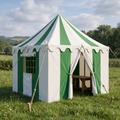 Medieval Green & White Canvas Pavilion Tent – Historical Reenactment LARP SCA Camping Shelter