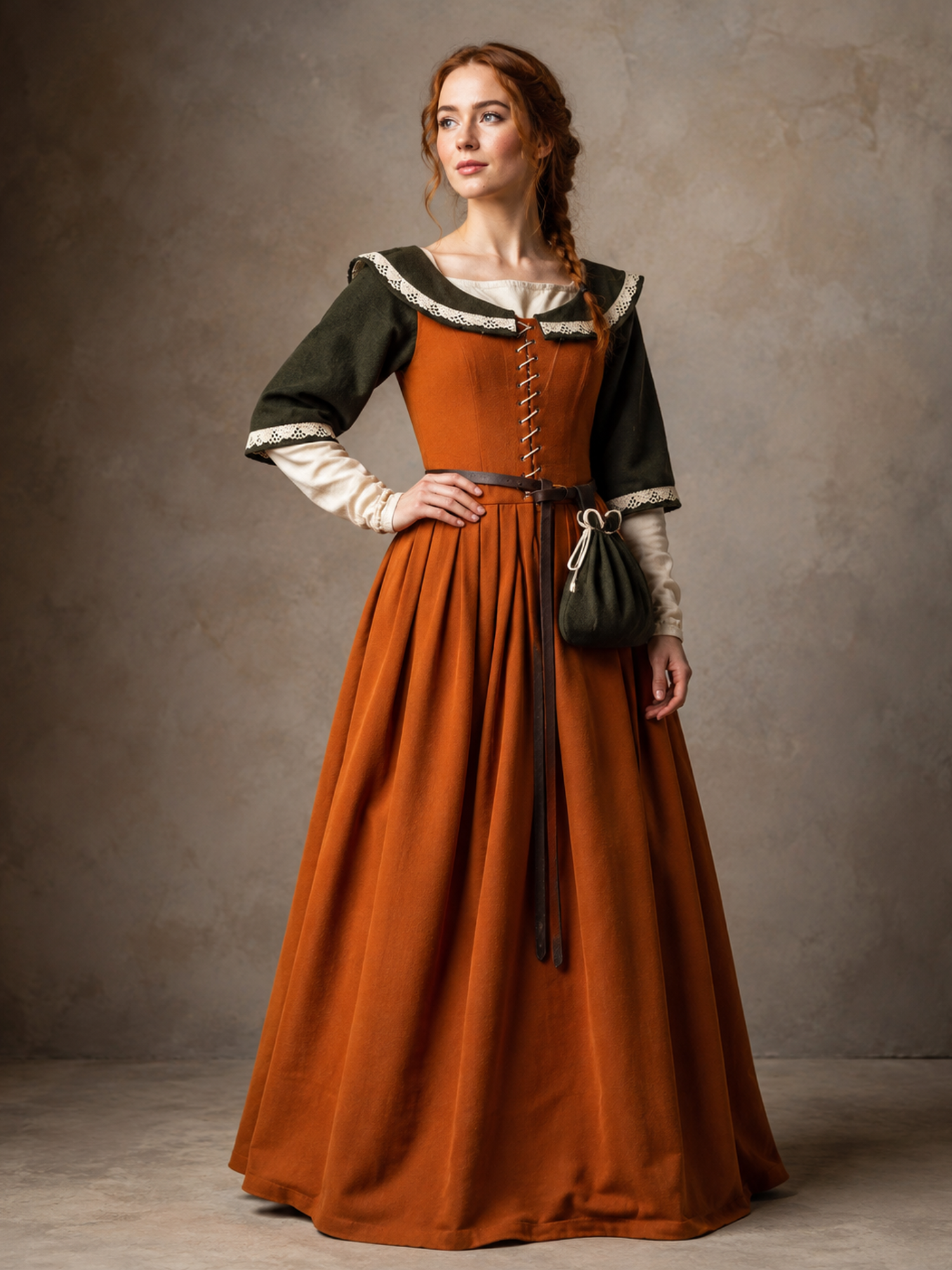Women’s Burgundy Renaissance Dress – Medieval Peasant & Tavern Maiden Costume