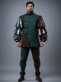 Men's Medieval Quilted Gambeson and Chausses Costume Set