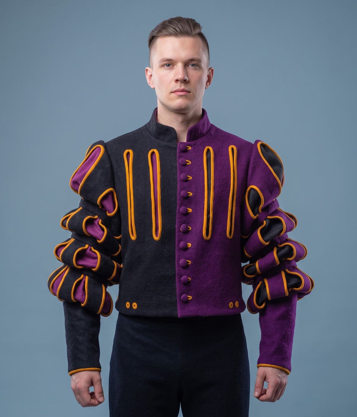 Men’s Renaissance Landsknecht Doublet Jacket – Puff Sleeve Medieval Costume