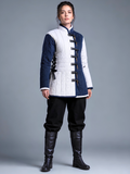Medieval women Gambeson Aketon Costume – Navy & White Quilted Armor For Reenactment SCA LARP