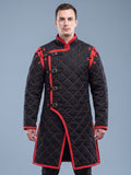 Black Medieval gambeson, Light Armor Coat, HEMA Medieval man costume, Black gambeson, Ren faire armor long sleeve