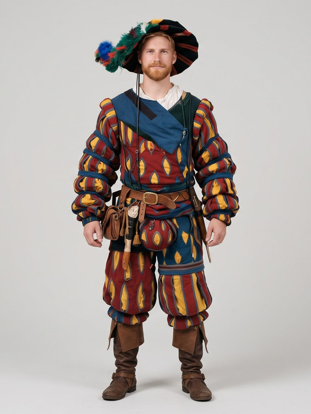 Men’s Multicolor Renaissance Gambeson – Landsknecht Padded Costume
