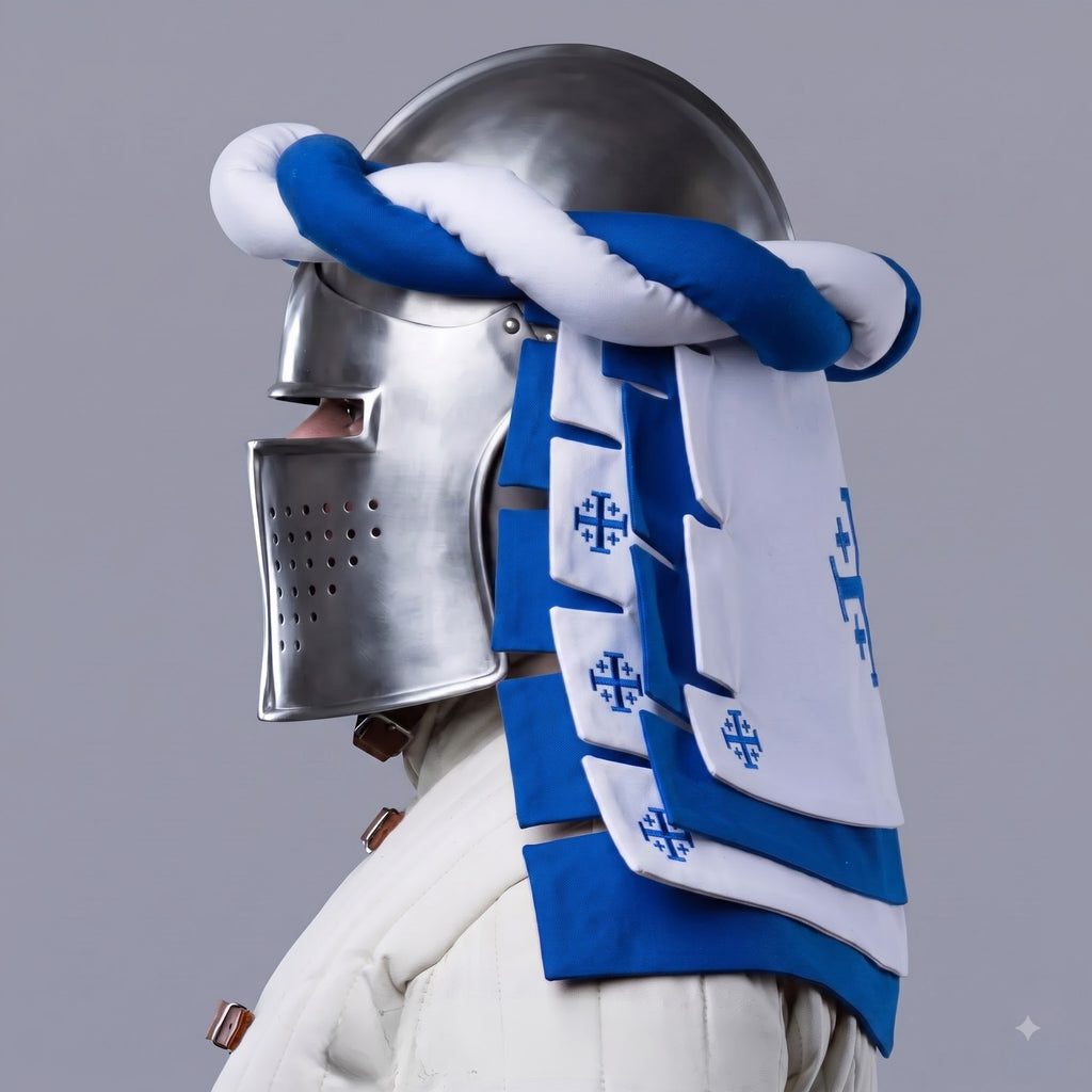 Blue & White Medieval Helmet Torse – Heraldic Wreath