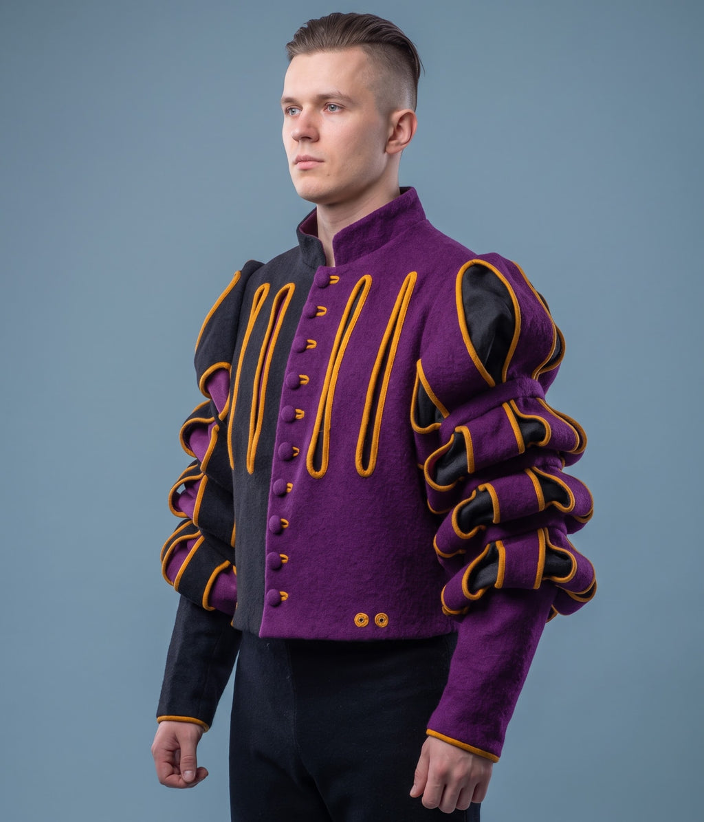 Men’s Renaissance Landsknecht Doublet Jacket – Puff Sleeve Medieval Costume