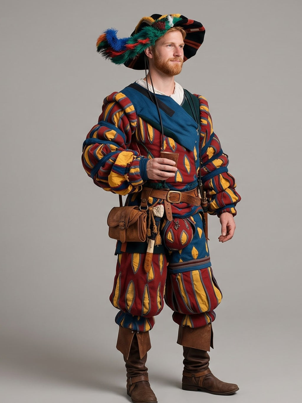 Men’s Multicolor Renaissance Gambeson – Landsknecht Padded Costume
