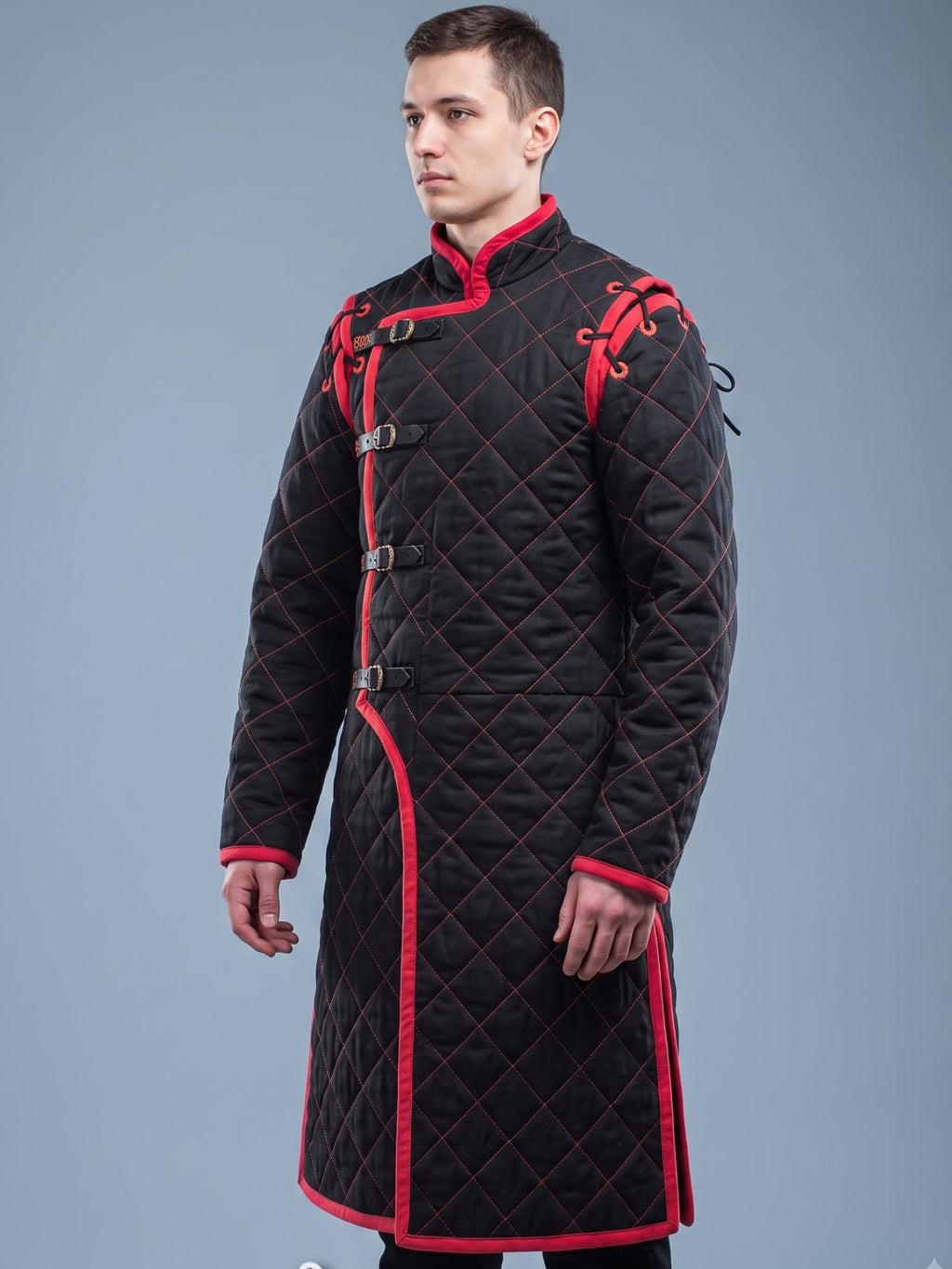 Black Medieval gambeson, Light Armor Coat, HEMA Medieval man costume, Black gambeson, Ren faire armor long sleeve