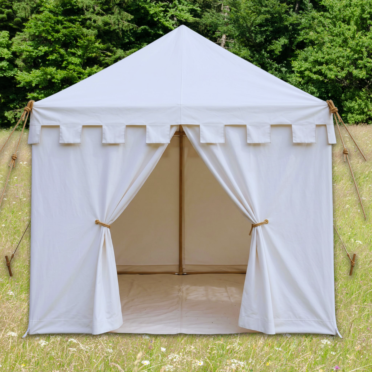 Medieval Canvas Pavilion Tent – White Historical Reenactment Camping & LARP