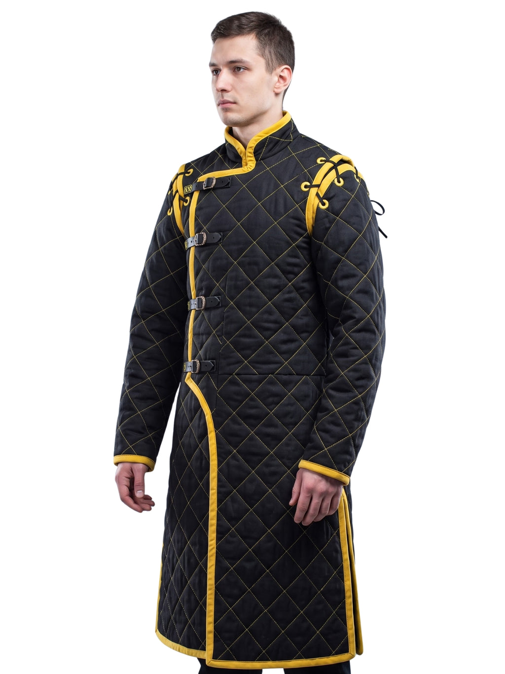 Black Medieval gambeson, Light Armor Coat, HEMA Medieval man costume, Black gambeson, Ren faire armor long sleeve
