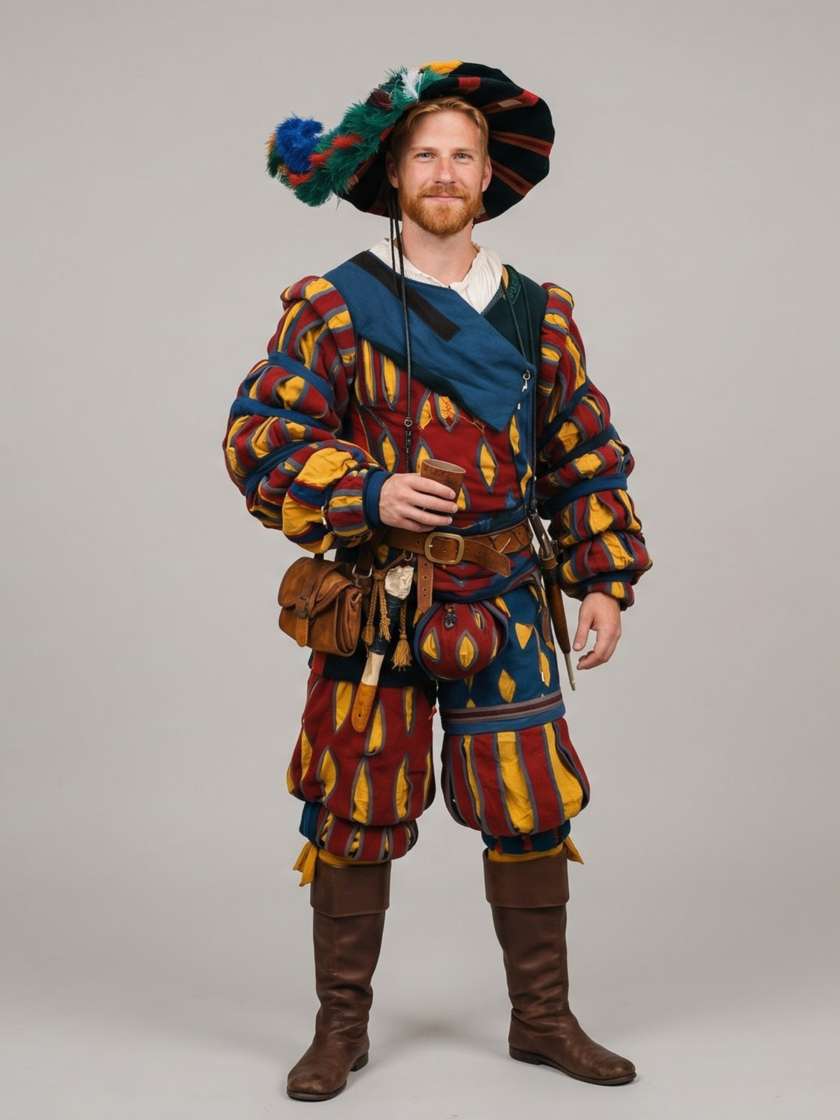Men’s Multicolor Renaissance Gambeson – Landsknecht Padded Costume