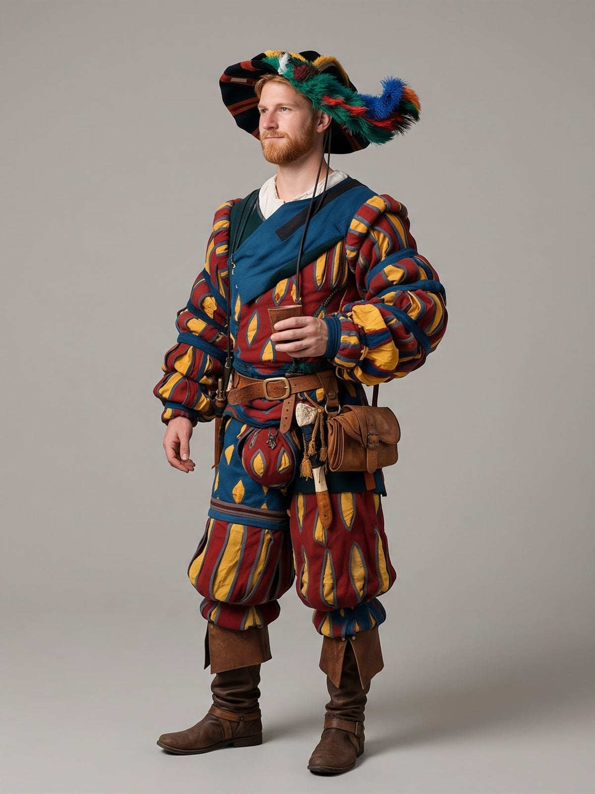 Men’s Multicolor Renaissance Gambeson – Landsknecht Padded Costume