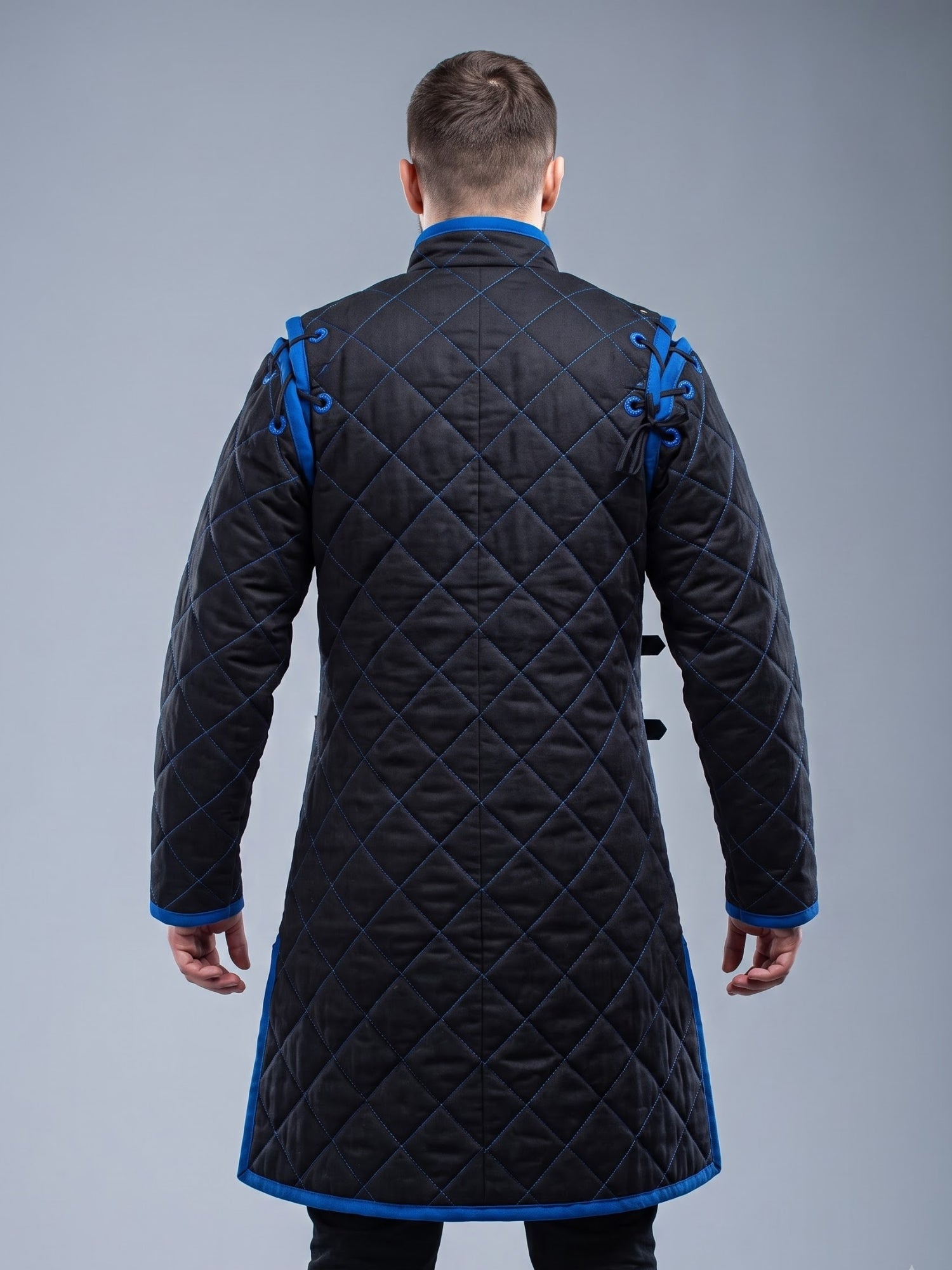 Black Medieval gambeson, Light Armor Coat, HEMA Medieval man costume, Black gambeson, Ren faire armor long sleeve