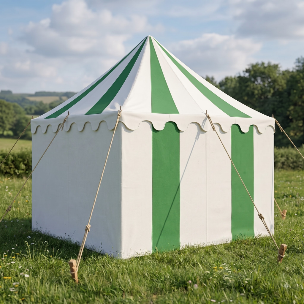 Medieval Green & White Canvas Pavilion Tent – Historical Reenactment LARP SCA Camping Shelter