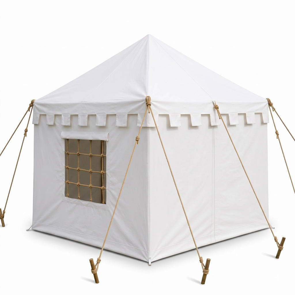 Medieval Canvas Pavilion Tent – White Historical Reenactment Camping & LARP