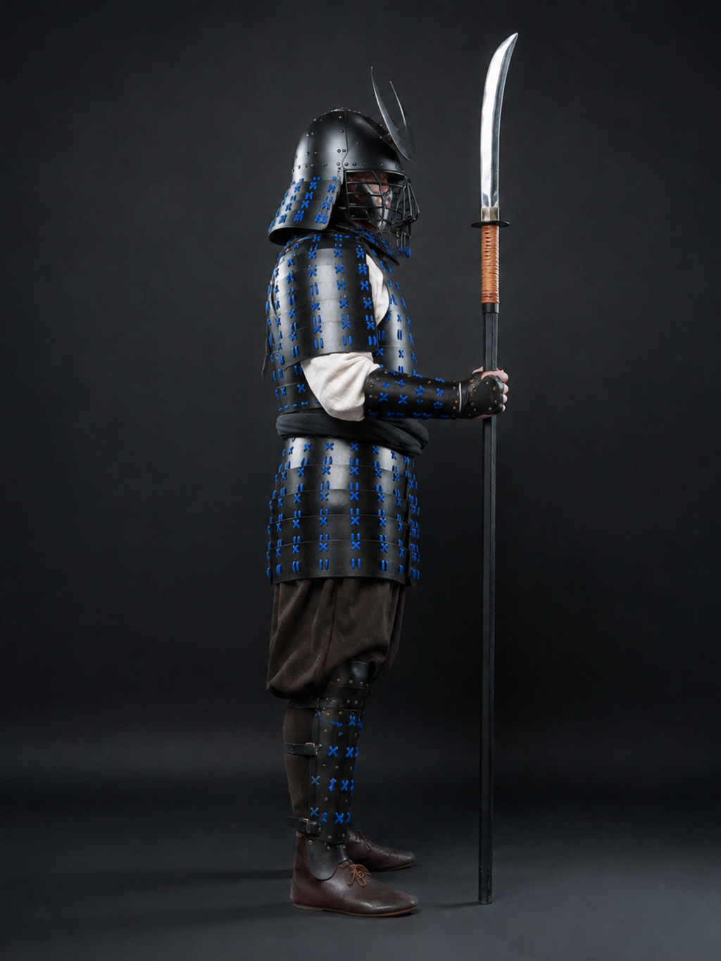 Black & Royal Blue Samurai Armor Set – Crescent Crest Warrior Armor