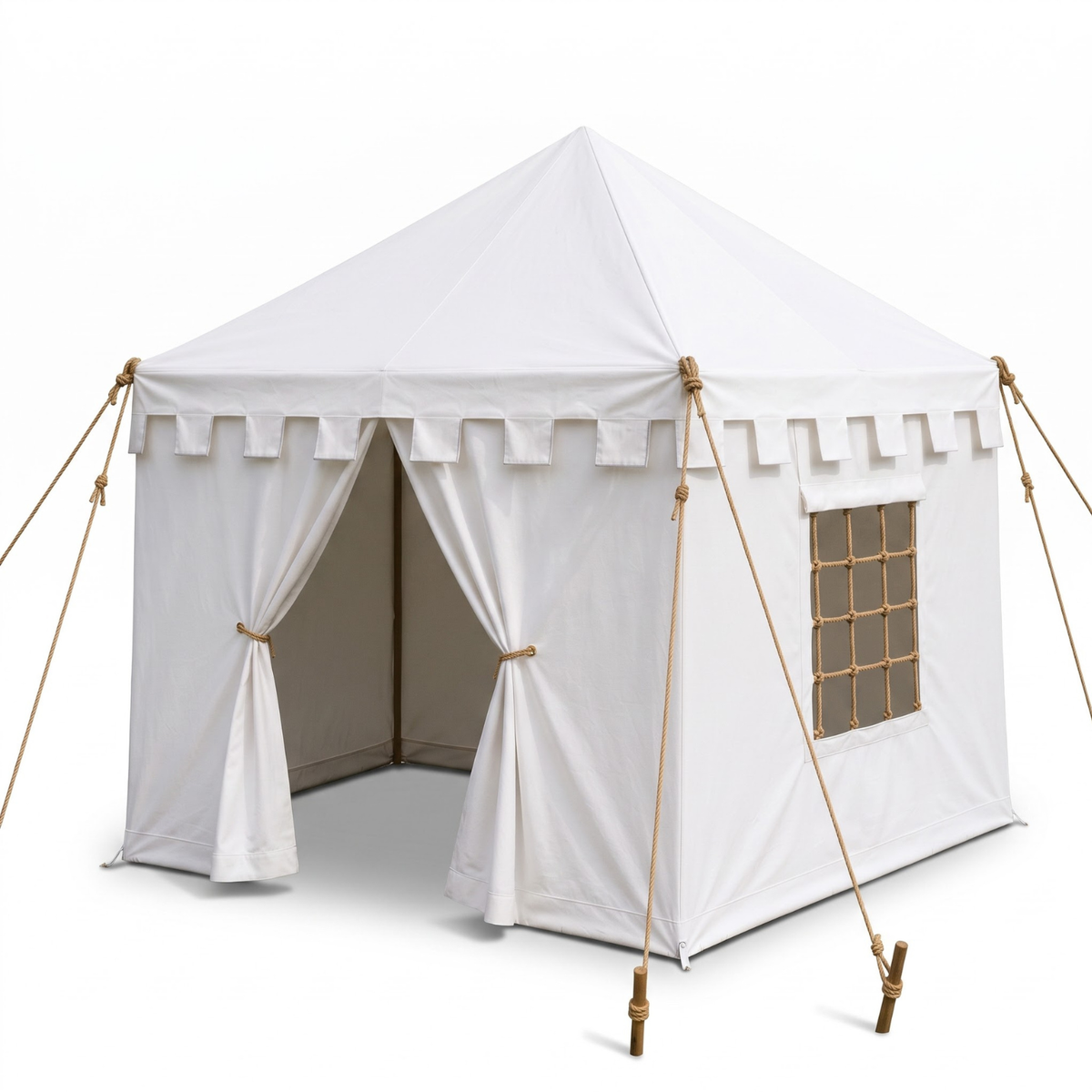 Medieval Canvas Pavilion Tent – White Historical Reenactment Camping & LARP