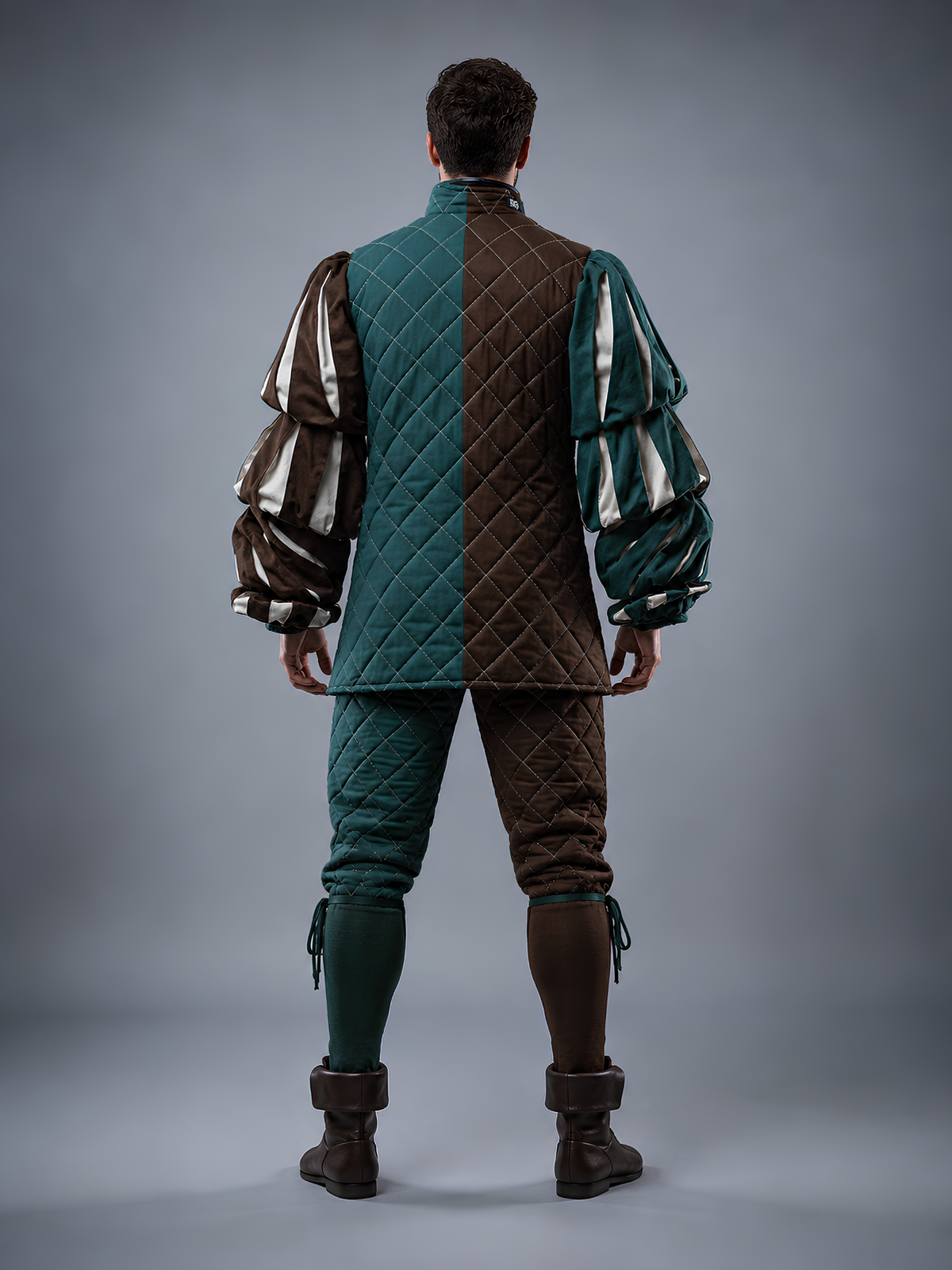 Men's Medieval Quilted Gambeson and Chausses Costume Set