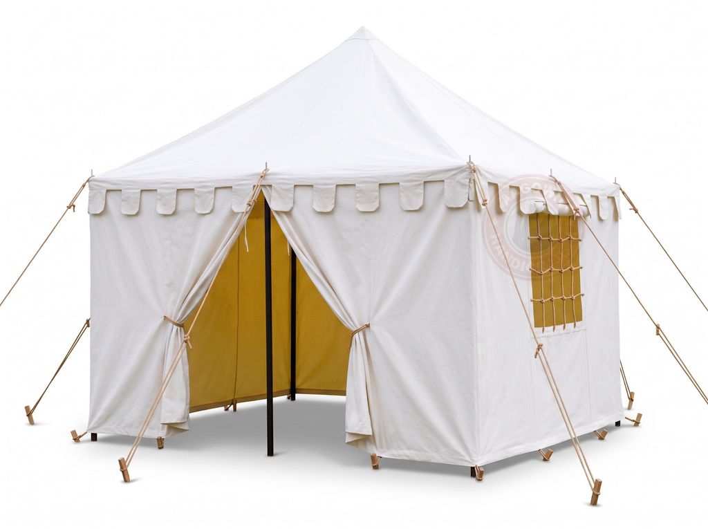 Medieval Canvas Pavilion Tent – White Historical Reenactment Camping & LARP Tent