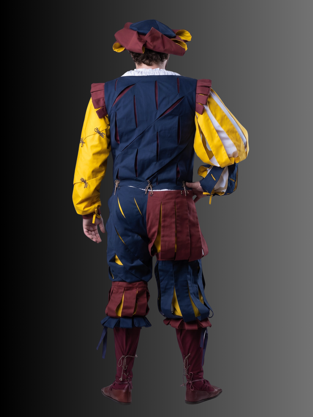 Men's Landsknecht Renaissance Costume with Slashed Doublet and Breeches
