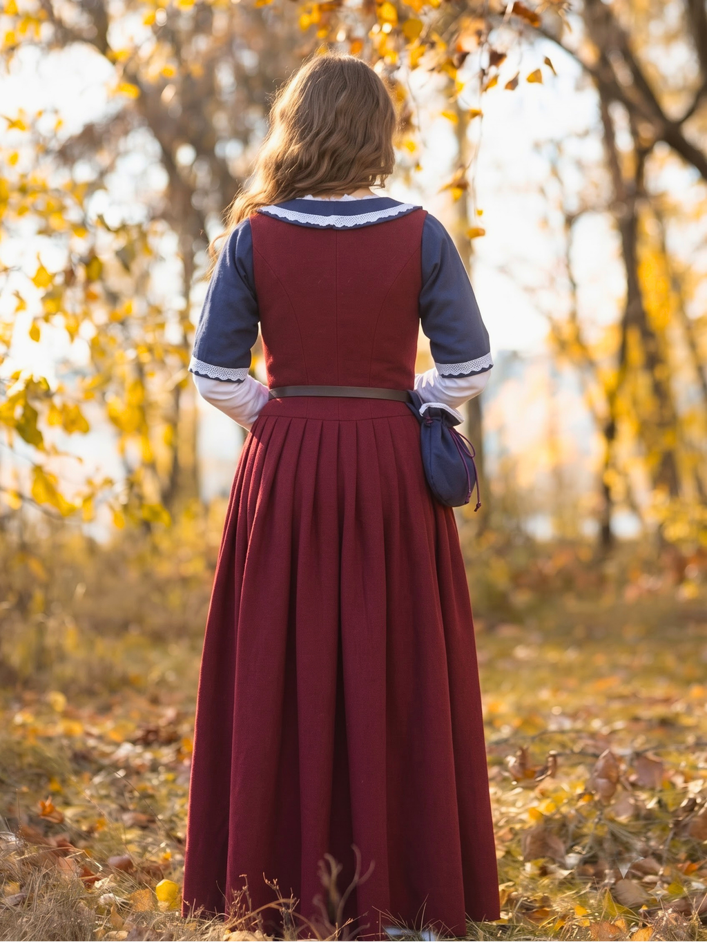 Women’s Burgundy Renaissance Dress – Medieval Peasant & Tavern Maiden Costume