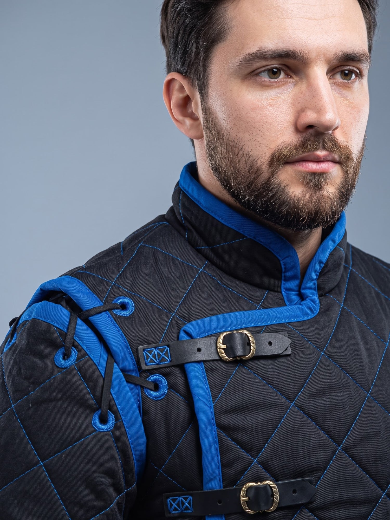 Black Medieval gambeson, Light Armor Coat, HEMA Medieval man costume, Black gambeson, Ren faire armor long sleeve