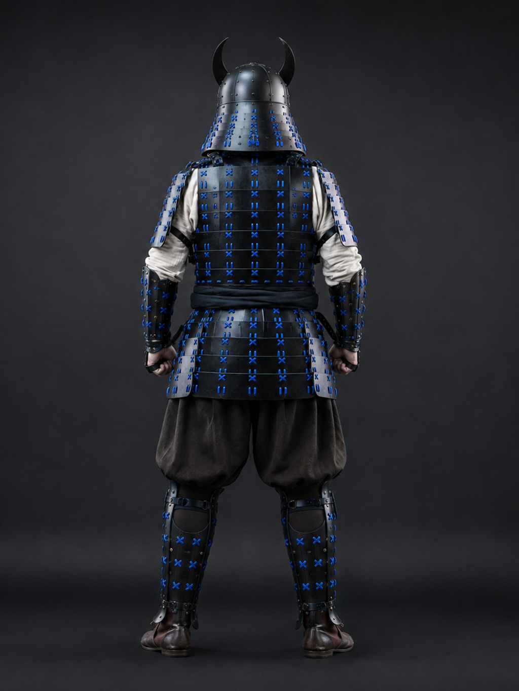 Black & Royal Blue Samurai Armor Set – Crescent Crest Warrior Armor