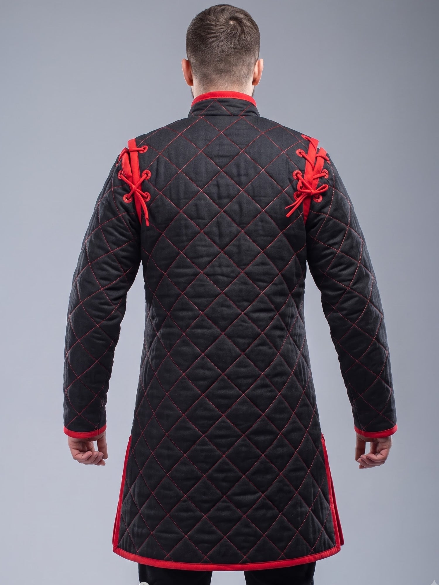 Black Medieval gambeson, Light Armor Coat, HEMA Medieval man costume, Black gambeson, Ren faire armor long sleeve