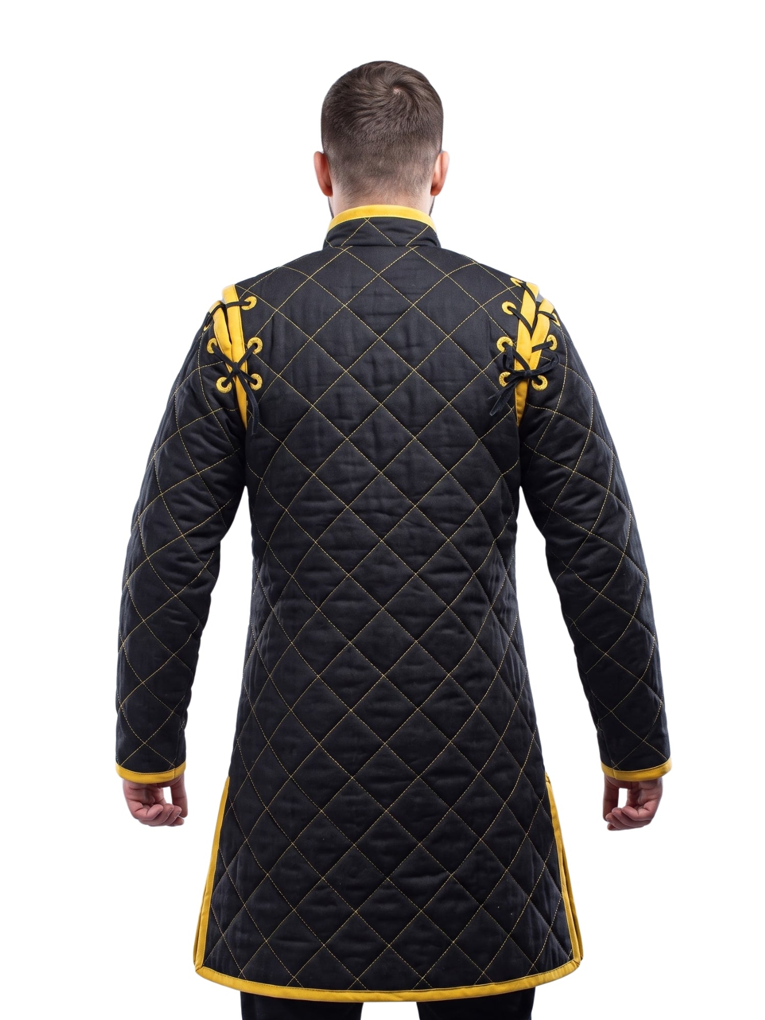 Black Medieval gambeson, Light Armor Coat, HEMA Medieval man costume, Black gambeson, Ren faire armor long sleeve