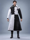 Men's Medieval Gambeson Coat, Black White Quilted Armor Jacket, LARP Knight Costume, Reenactment Warrior Outfit