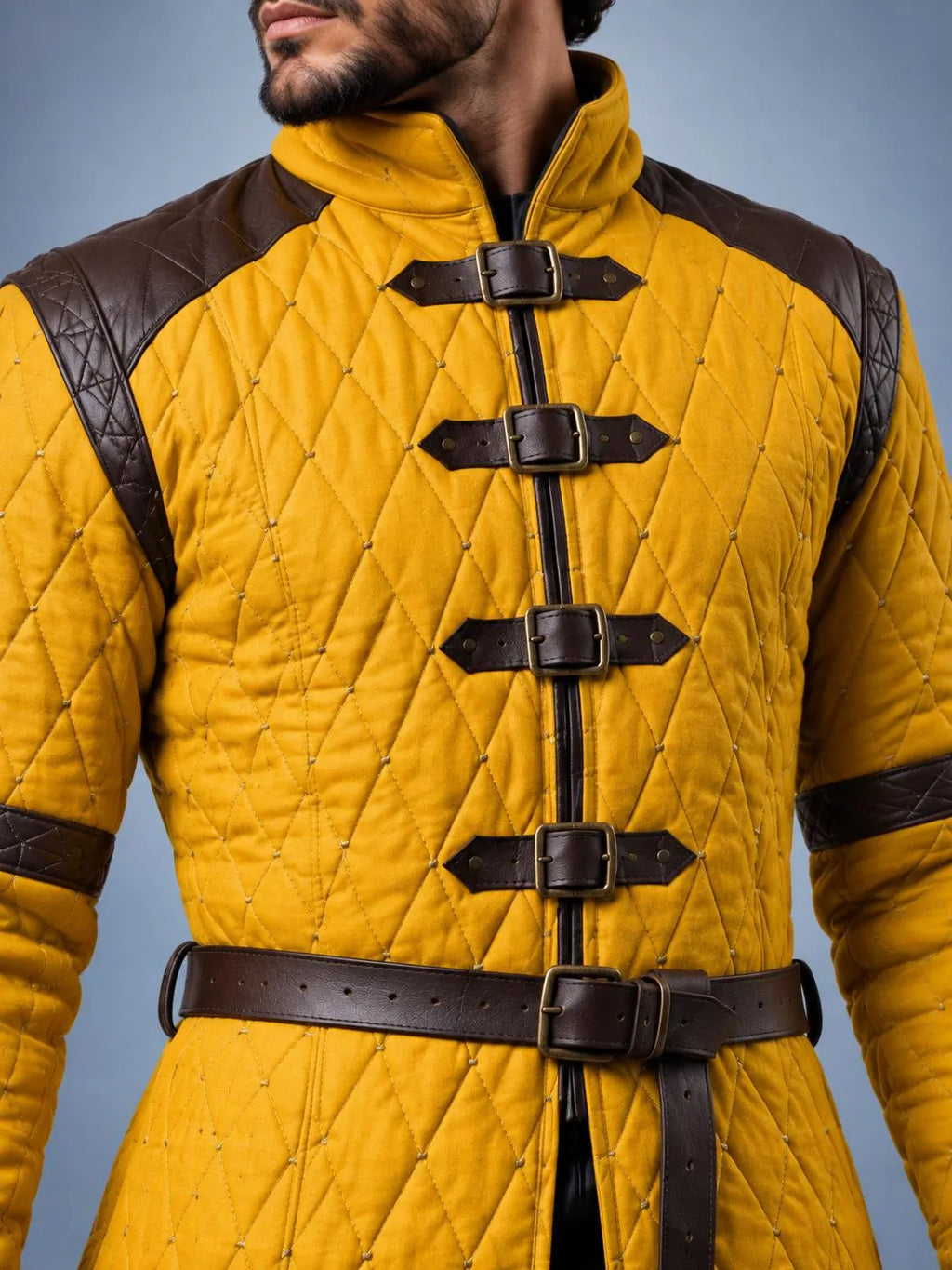 Men's Medieval Gambeson Coat, Quilted Padded Armor Jacket, LARP Knight Costume