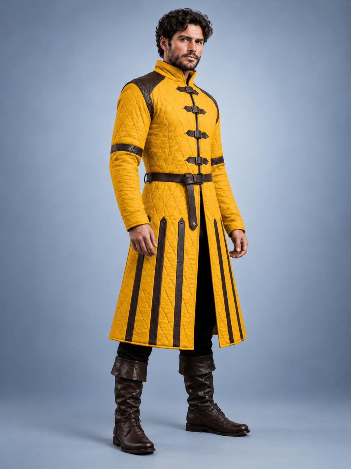 Men's Medieval Gambeson Coat, Quilted Padded Armor Jacket, LARP Knight Costume
