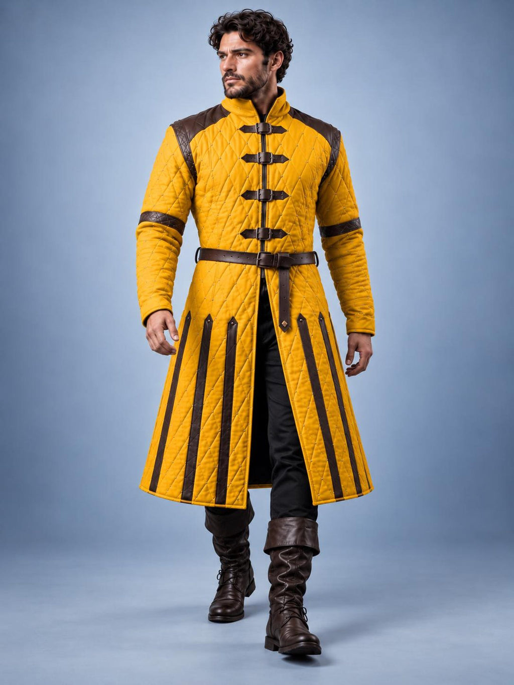 Men's Medieval Gambeson Coat, Quilted Padded Armor Jacket, LARP Knight Costume