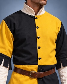 Men's Medieval Gambeson Tunic, Yellow Black Padded Armor, LARP Knight Costume, Renaissance Warrior Outfit