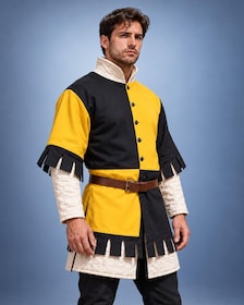 Men's Medieval Gambeson Tunic, Yellow Black Padded Armor, LARP Knight Costume, Renaissance Warrior Outfit