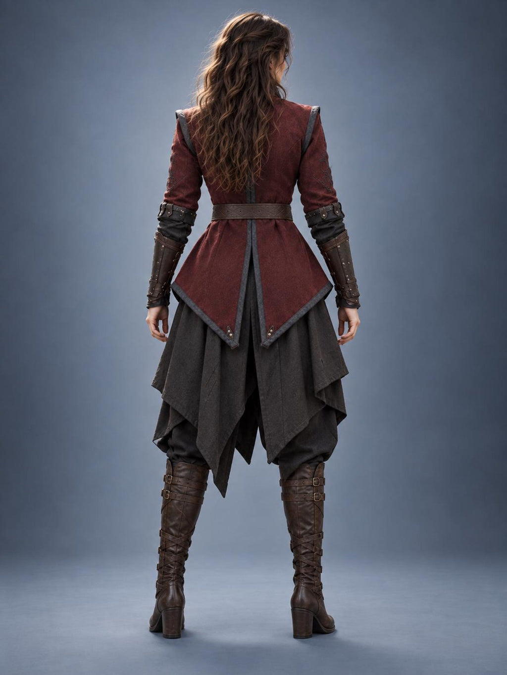 Women's Medieval Gambeson Jacket, Burgundy Warrior Tunic, LARP Reenactment Costume