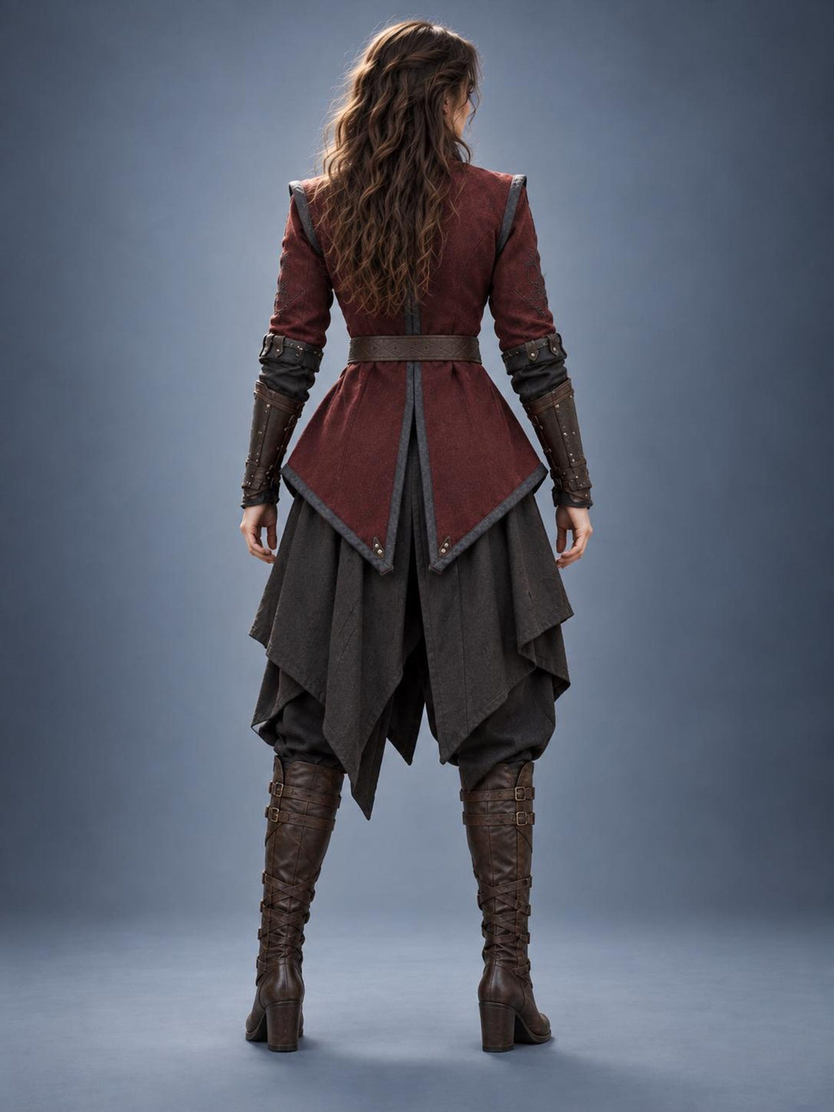 Women's Medieval Gambeson Jacket, Burgundy Warrior Tunic, LARP Reenactment Costume