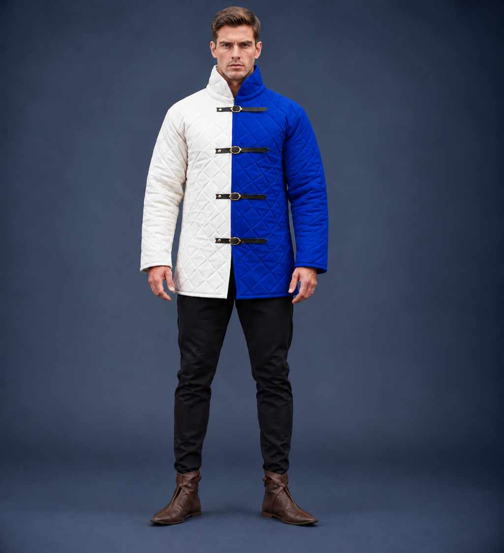Men’s Medieval Red & Black Quilted Gambeson Jacket – Padded LARP Reenactment Armor Coat