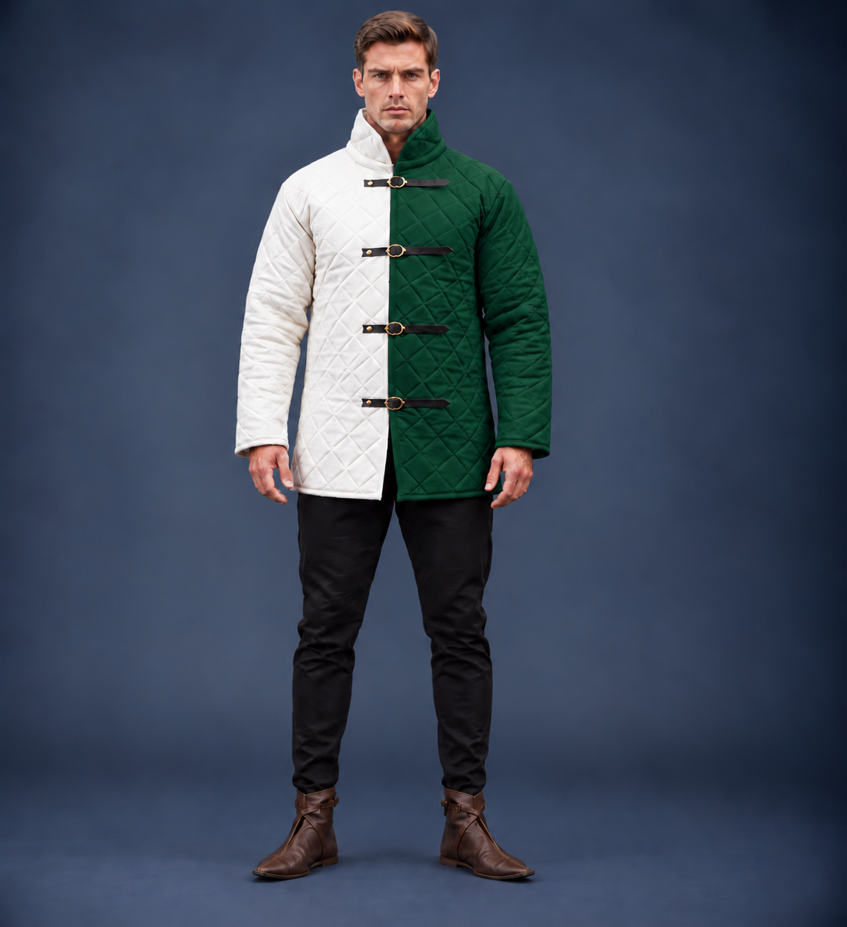 Men’s Medieval Red & Black Quilted Gambeson Jacket – Padded LARP Reenactment Armor Coat