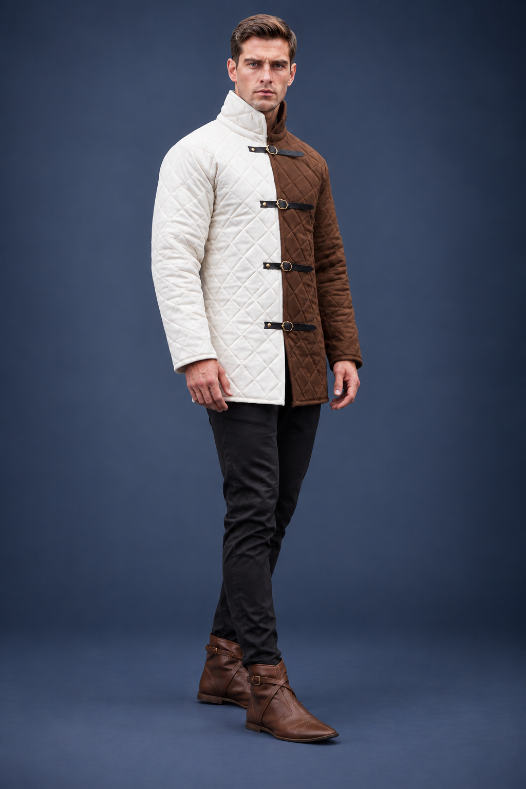 Men’s Medieval Red & Black Quilted Gambeson Jacket – Padded LARP Reenactment Armor Coat