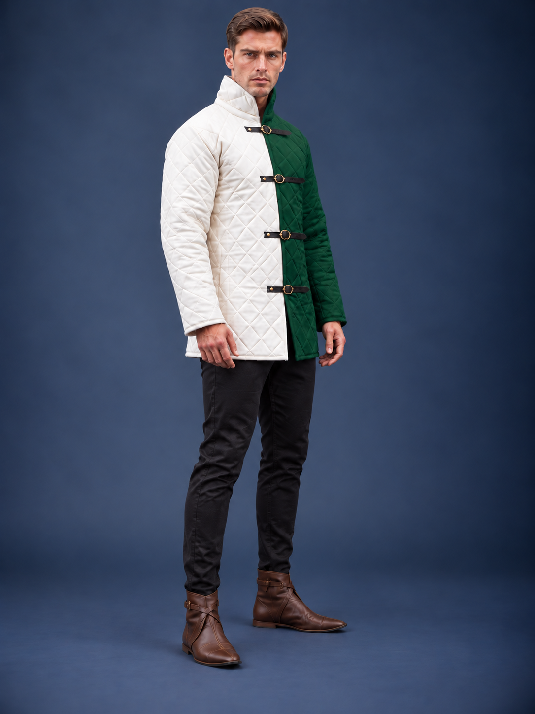 Men’s Medieval Red & Black Quilted Gambeson Jacket – Padded LARP Reenactment Armor Coat
