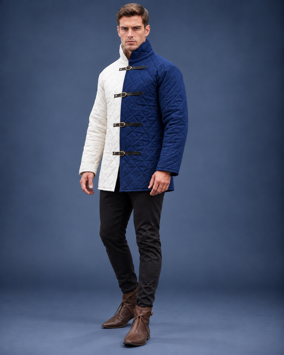 Men’s Medieval Red & Black Quilted Gambeson Jacket – Padded LARP Reenactment Armor Coat