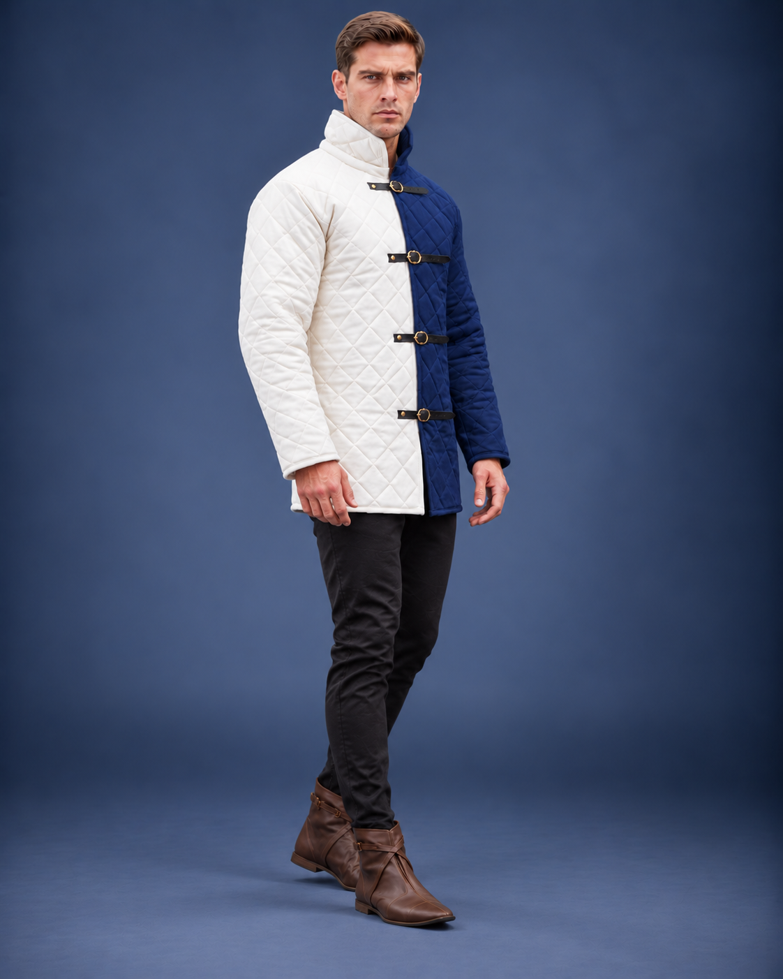 Men’s Medieval Red & Black Quilted Gambeson Jacket – Padded LARP Reenactment Armor Coat