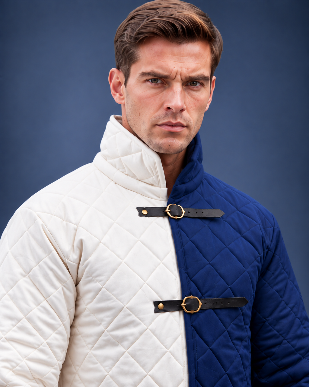 Men’s Medieval Red & Black Quilted Gambeson Jacket – Padded LARP Reenactment Armor Coat