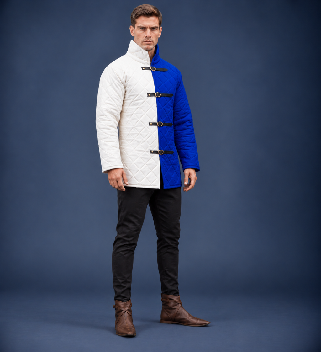 Men’s Medieval Red & Black Quilted Gambeson Jacket – Padded LARP Reenactment Armor Coat