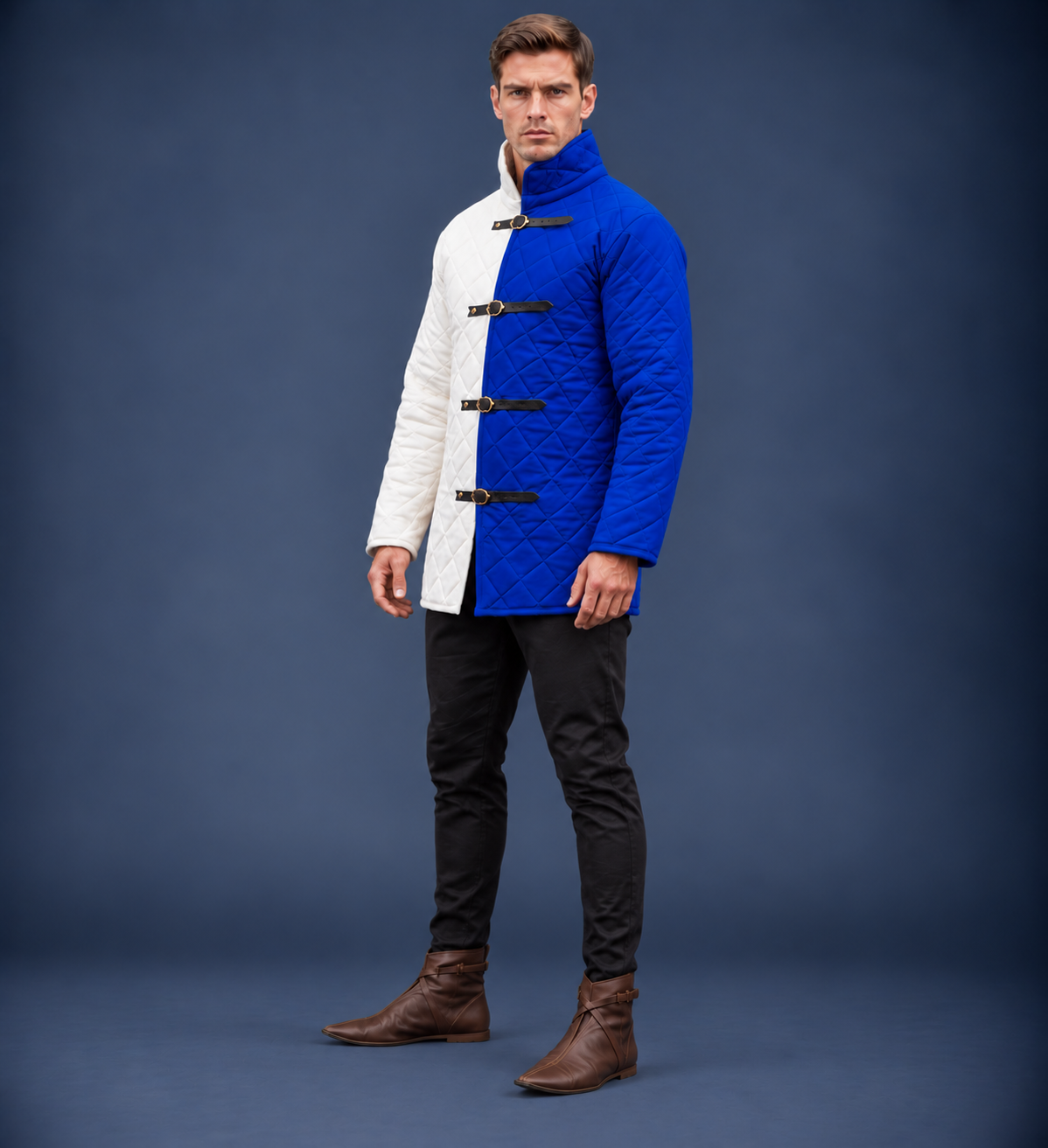 Men’s Medieval Red & Black Quilted Gambeson Jacket – Padded LARP Reenactment Armor Coat