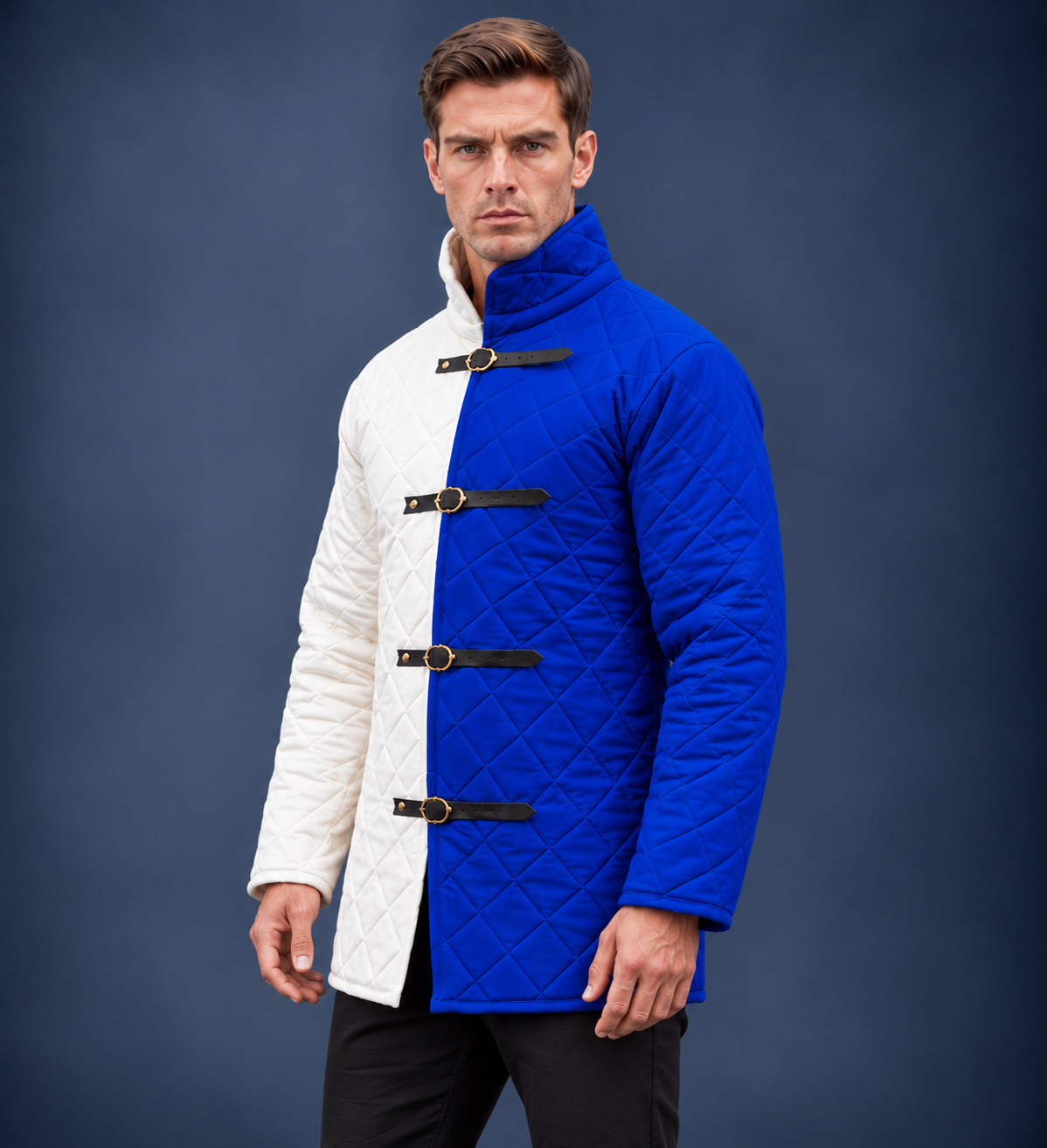 Men’s Medieval Red & Black Quilted Gambeson Jacket – Padded LARP Reenactment Armor Coat