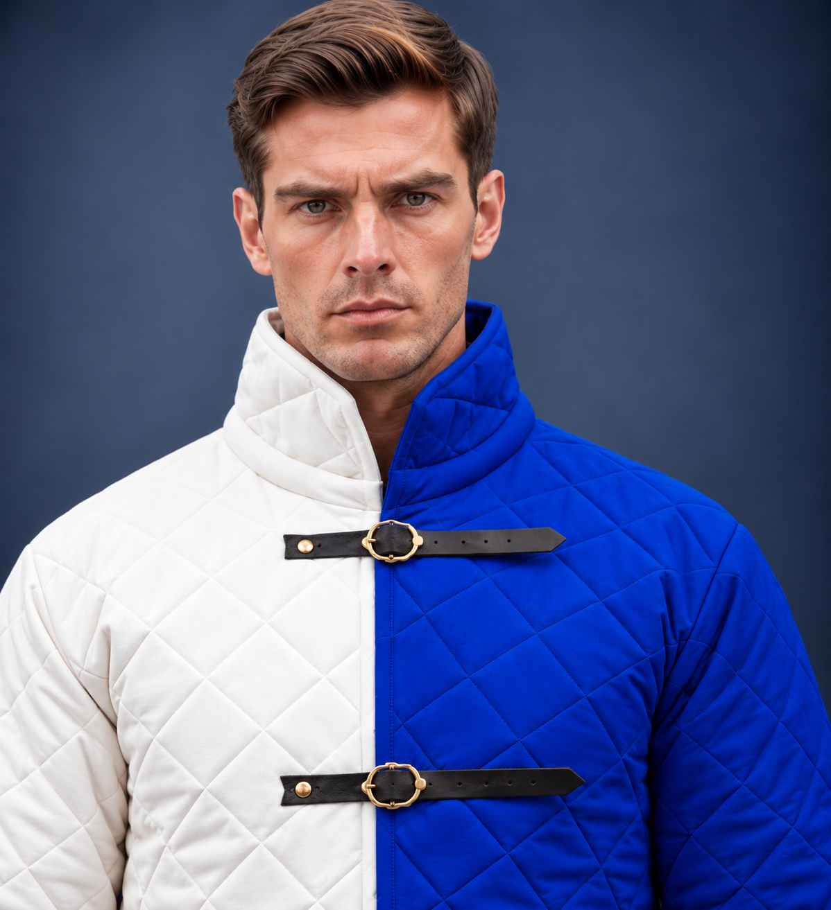 Men’s Medieval Red & Black Quilted Gambeson Jacket – Padded LARP Reenactment Armor Coat