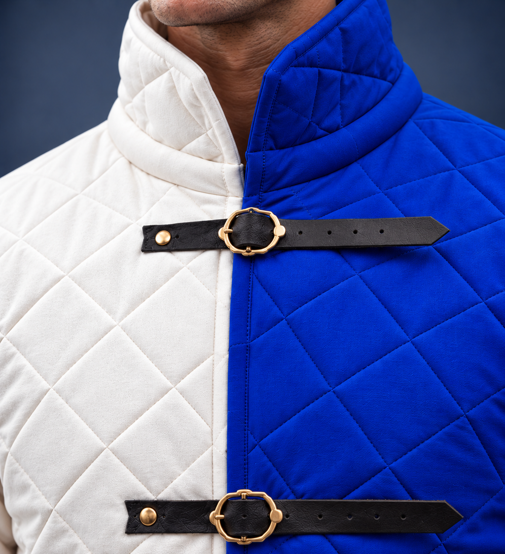 Men’s Medieval Red & Black Quilted Gambeson Jacket – Padded LARP Reenactment Armor Coat