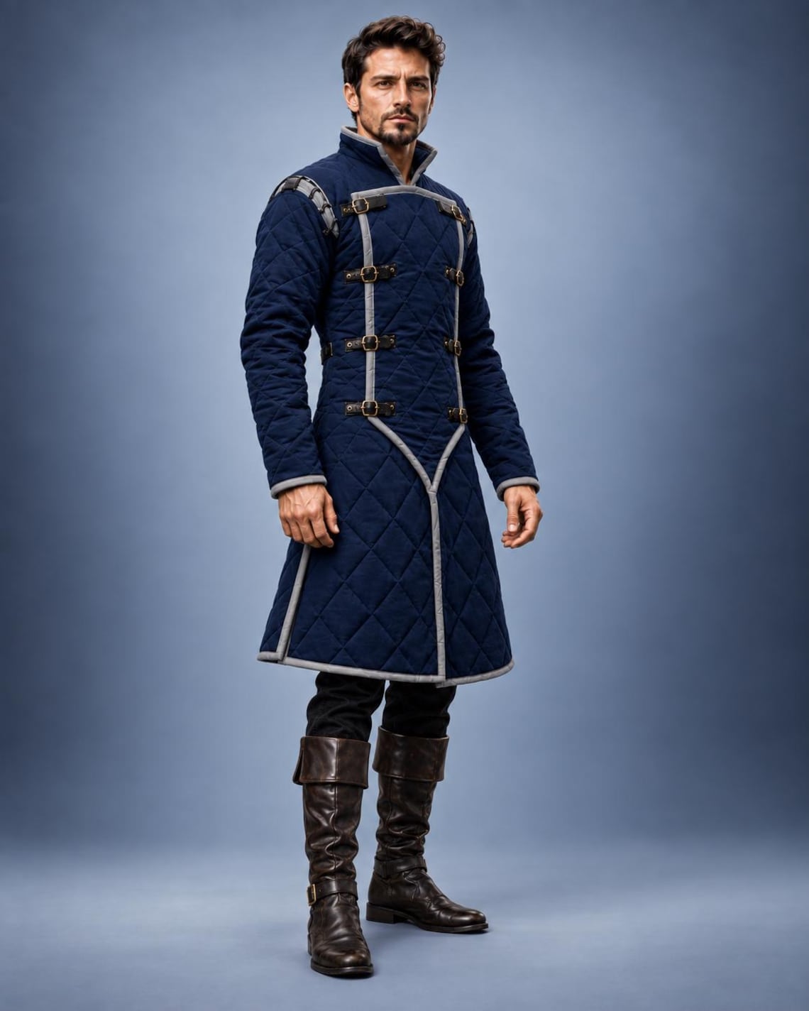 Men's Medieval Gambeson Coat, Quilted Padded Armor Jacket, LARP Reenactment Costume