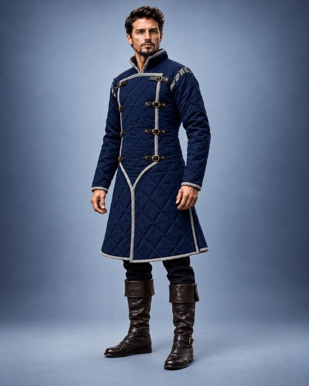 Men's Medieval Gambeson Coat, Quilted Padded Armor Jacket, LARP Reenactment Costume